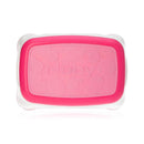 Step stool in pink with a rounded design and bubble pattern, featuring the Nuby logo prominently on the surface.
