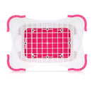 Nuby Step Up Stool in pink and white, featuring a textured surface for grip and raised edges for safety.