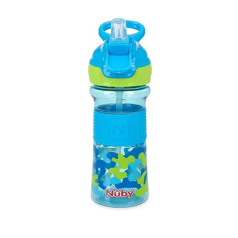 Nuby - Thirsty Kids 12Oz Flip-It Reflex Push Button Soft Spout Cup, Blue Image 3