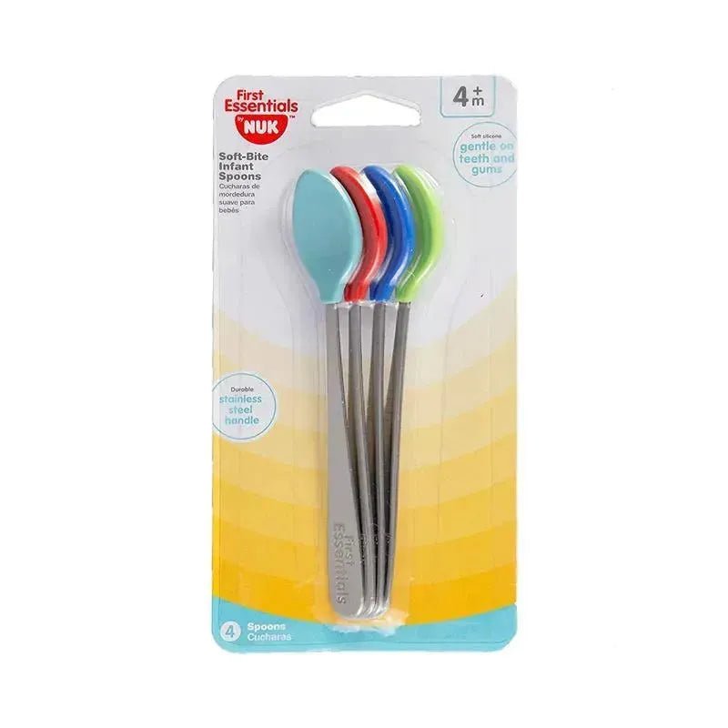Nuk - 4Pk First Essentials Soft Bite Infant Spoon, Silicone Tip Image 2