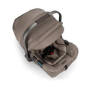 Nuna Pipa RX infant car seat in cedar color, featuring a removable canopy and padded seating for safety and comfort.