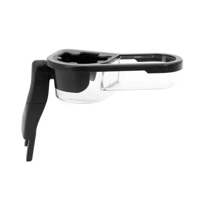 Nuna MIXX™ Snack Tray in black, featuring a cup holder and clear compartment for snacks.