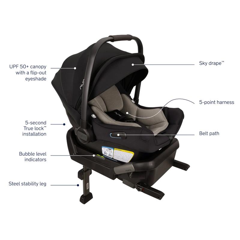 Nuna PIPA Aire Infant Car Seat + Pipa Series Base, Caviar Image 2