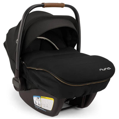 Nuna PIPA™ Series Winter Footmuff in Caviar color, designed for warmth in infant car seats, featuring a sleek black exterior.
