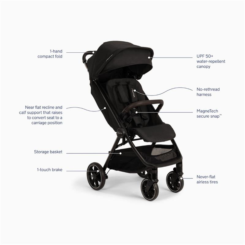 Nuna TRVL LX Compact Stroller, Caviar/Chocolate