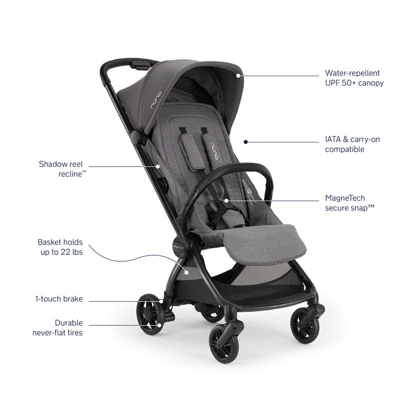 Nuna Viaa Cabn Ultra-Compact Stroller, Pewter Image 2