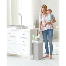 Nursery Style Diaper Pail, Grey/White Image 2