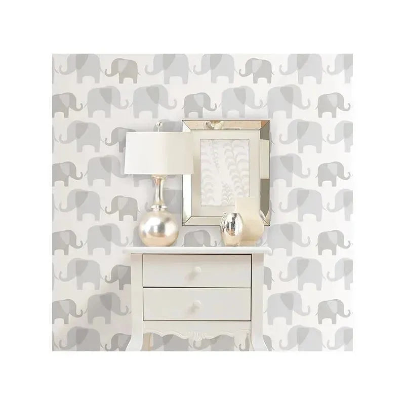 Nuwallpaper Peel and Stick Wallpaper, Gray Elephant Parade Image 3