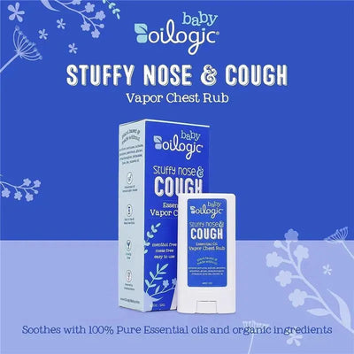 Soothing Vapor Chest Rub by Oilogic for babies, designed to relieve stuffy noses and coughs with 100% pure essential oils.