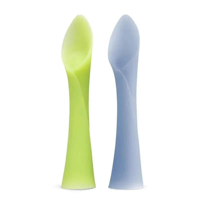 Ola Baby - 100% Silicone Soft-Tip Training Spoon for Baby Led Weaning, 2pack, Kiwi/Blueberry Image 1