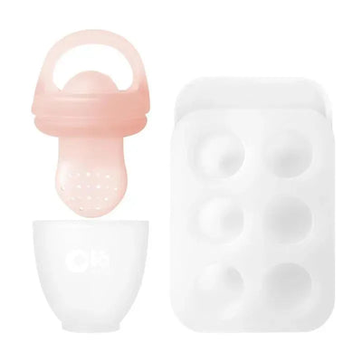 Ola Baby - Silicone Fresh Fruit Feeder & Popsicle Set for Solid Food Introduction, Coral Image 1