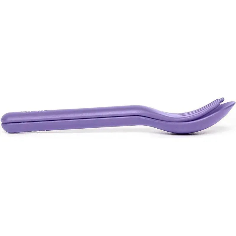 OmieBox - 2Pk Plastic Reusable Fork & Spoon Silverware with Pod for Kids, Purple Plum Image 2