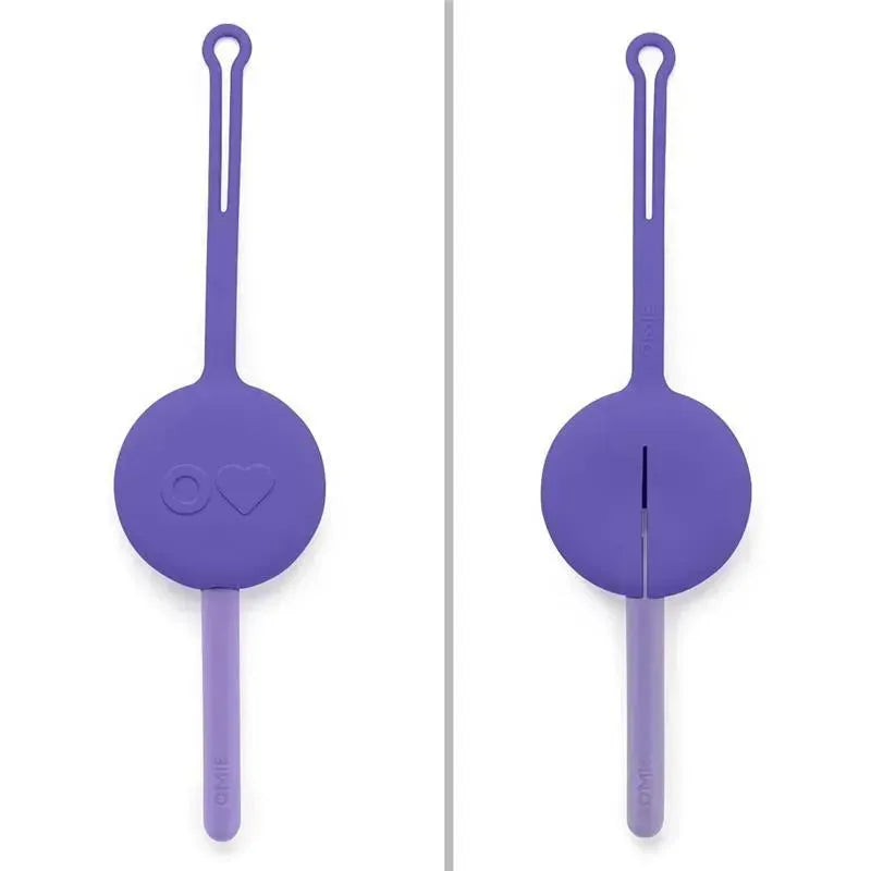 OmieBox - 2Pk Plastic Reusable Fork & Spoon Silverware with Pod for Kids, Purple Plum Image 4