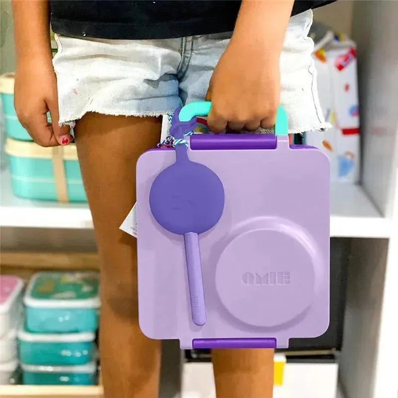OmieBox - 2Pk Plastic Reusable Fork & Spoon Silverware with Pod for Kids, Purple Plum Image 5