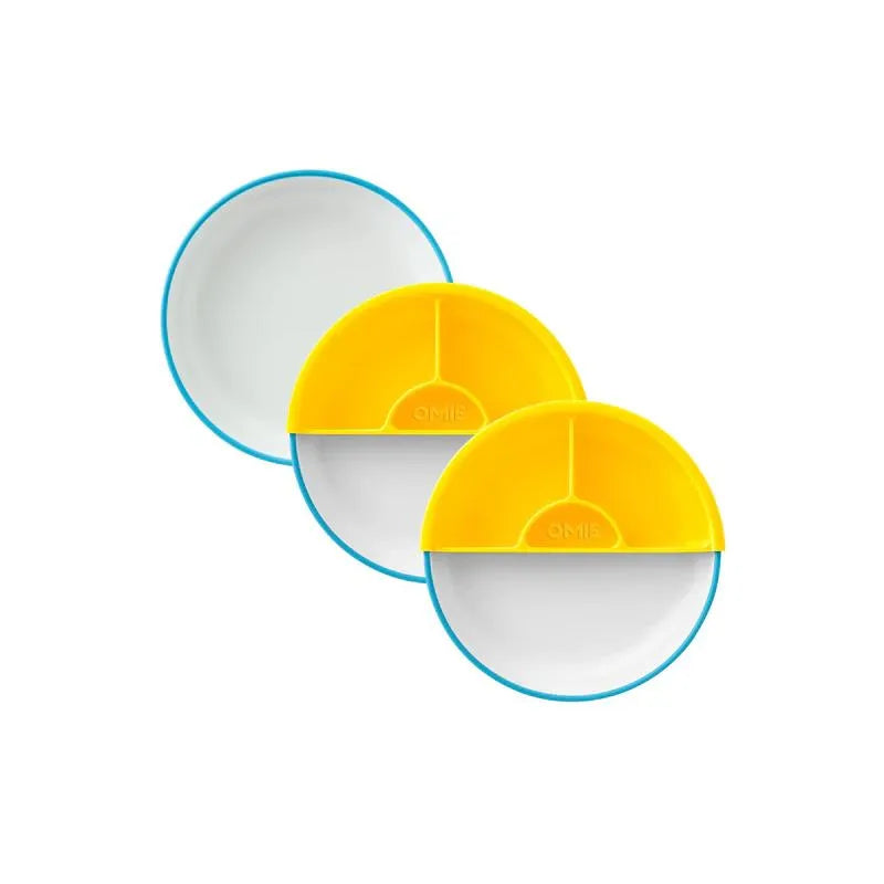 Omie - Toddler Plate With Divider, Blue | 3 plates & 2 dividers Image 1