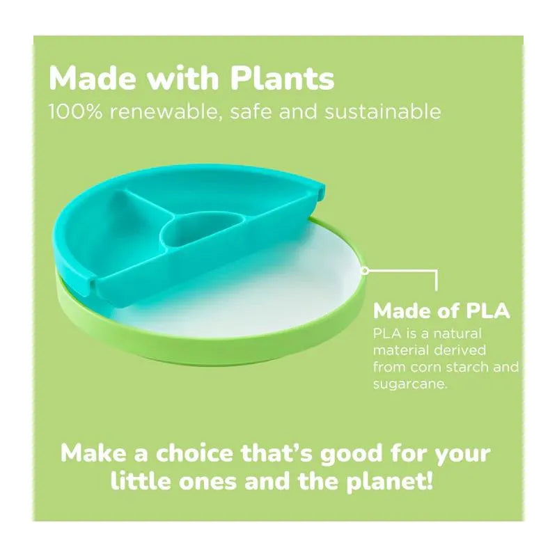 Omie - Toddler Plate With Divider, Green | 3 plates & 2 dividers Image 8