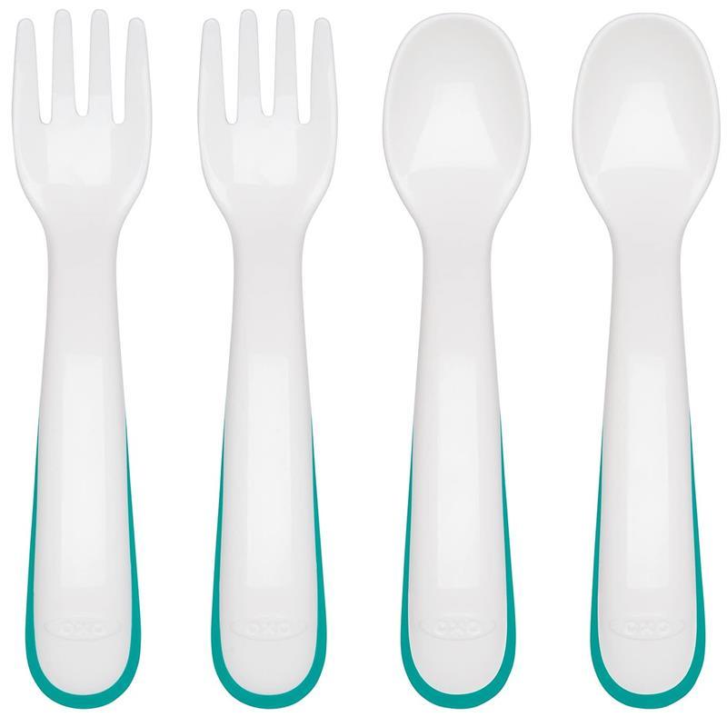 Oxo - 4Pk Tot Plastic Fork & Spoon Multipack, Teal Image 1