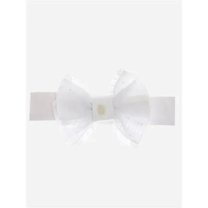 Patachou - Baby Girl Hair Ribbon Jersey, White Image 1