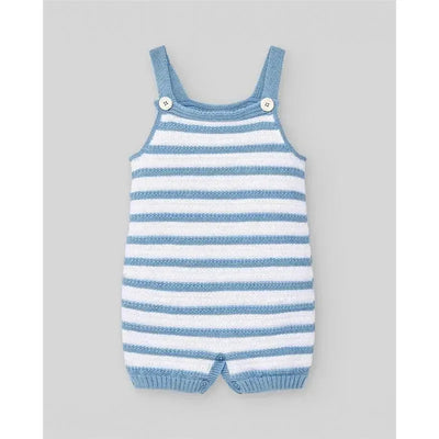 Paz Rodriguez - 2Pk Baby Set Knit Newborn Body & Knit Romper Stripes, White/Chalk Blue Image 1