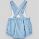 Paz Rodriguez - 2Pk Baby Set Woven Newborn Romper & T-Shit, White/Chalk Blue Image 2