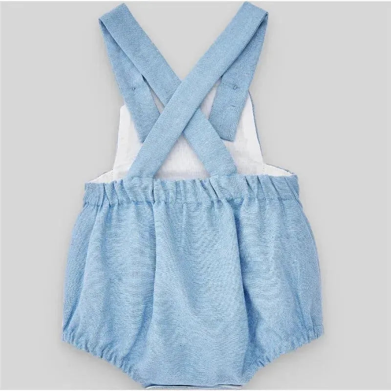 Paz Rodriguez - 2Pk Baby Set Woven Newborn Romper & T-Shit, White/Chalk Blue Image 2