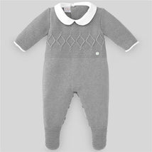 Paz Rodriguez - Baby Boy Knit Newborn Romper Espacio, Grey Image 1