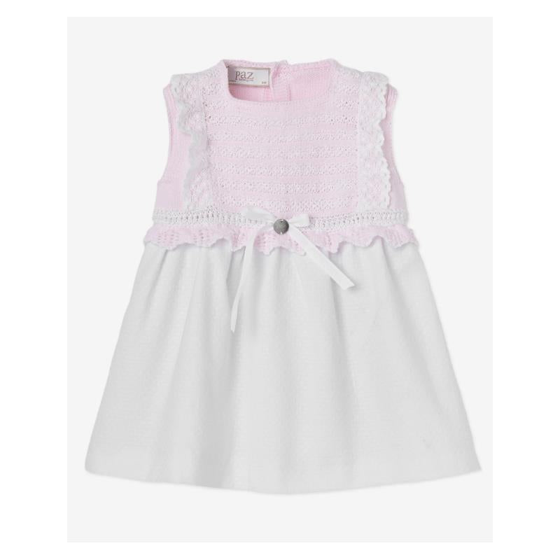Paz Rodriguez Baby Girl Set Dress & Bloomer Alaia, Chalk Pink/White Image 2