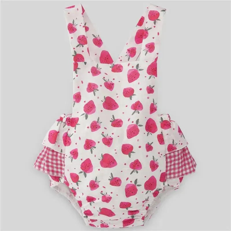 Paz Rodriguez - Baby Girl Woven Romper Amorodos, Strawberry Image 1