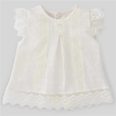 Paz Rodriguez - Baby Girl Woven Short-Dress Luar, Cream Image 1