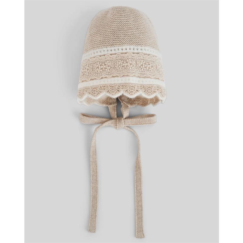 Paz Rodriguez Baby Knit Newborn Bonnet Lua, Light Brown/Cream Image 2