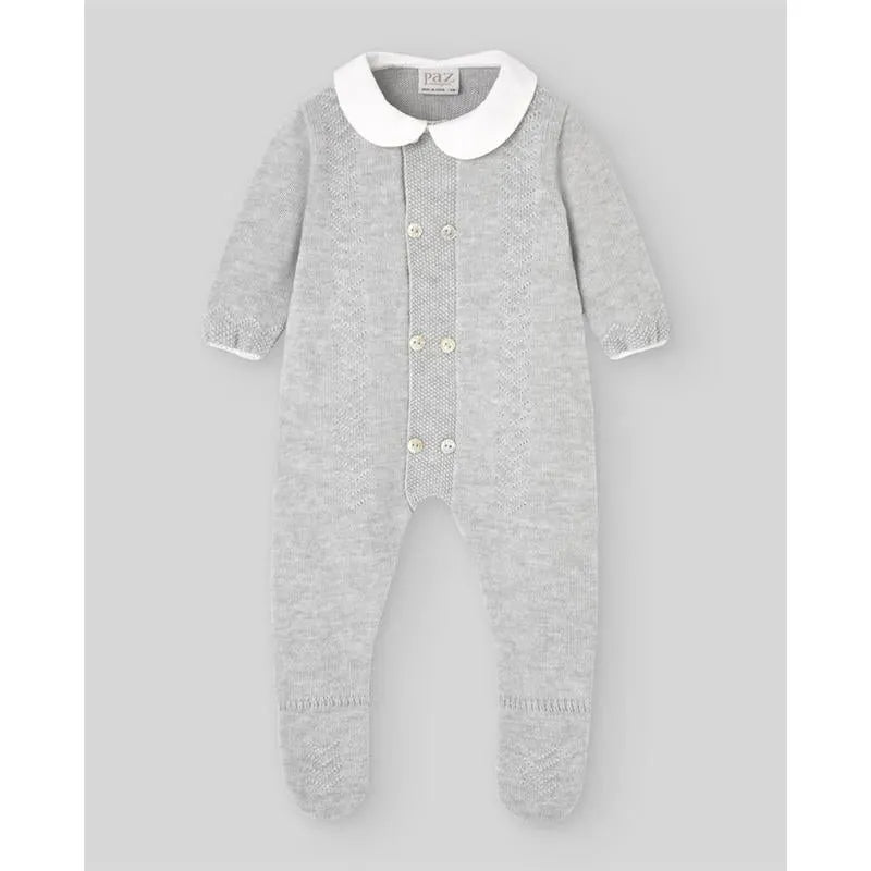 Paz Rodriguez - Baby Knit Newborn Romper Pulgarcito, Grey Pearl Image 1