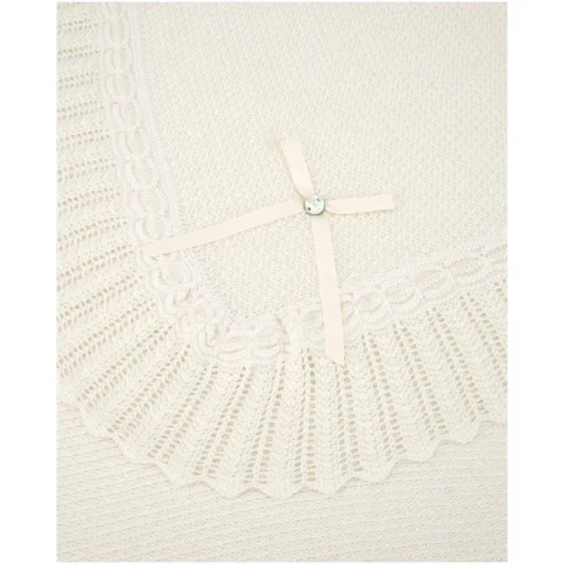 Paz Rodriguez - Baby Knit Newborn Shawl Blanket, Cream/Beige Image 2