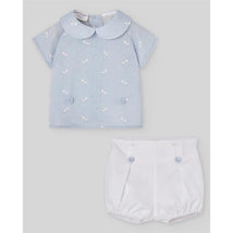 Paz Rodriguez Baby Set Blouse + Shorts Espuma, Sky Blue Image 1