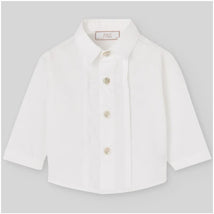 Paz Rodriguez Baby Set Woven Shirt + Shorts, White/Light Brown Image 2