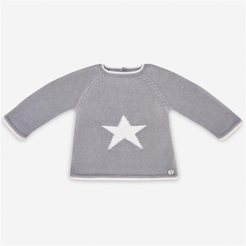 Paz Rodriguez - Calma Set Knit Newborn Sweater And Leggins, Silver/Cream Image 1