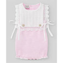 Paz Rodriguez - Knit Newborn Body Romper, Chalk Pink/White Image 1
