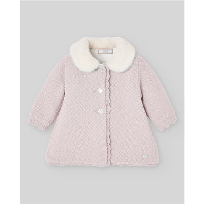Paz Rodriguez Knit Newborn Coat Leira, Light Pink Image 1