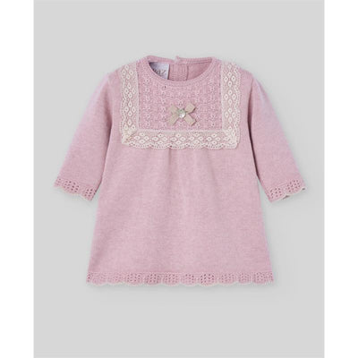 Paz Rodriguez - Knit Newborn Dress Pascua, Powder Pink/Light Brown Image 1