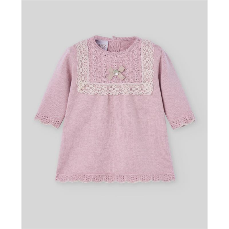 Paz Rodriguez - Knit Newborn Dress Pascua, Powder Pink/Light Brown Image 1