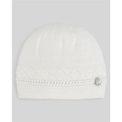 Paz Rodriguez Knit Newborn Hat Paz Oi, Light Blue/Cream Image 1