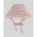 Paz Rodriguez Knit Newborn Hat Val, Powder Pink/Light Brown Image 1