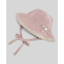Paz Rodriguez Knit Newborn Hat Val, Powder Pink/Light Brown Image 2