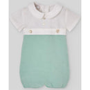 Paz Rodriguez Knit Newborn Romper Cauce, White/Sky Blue Image 1