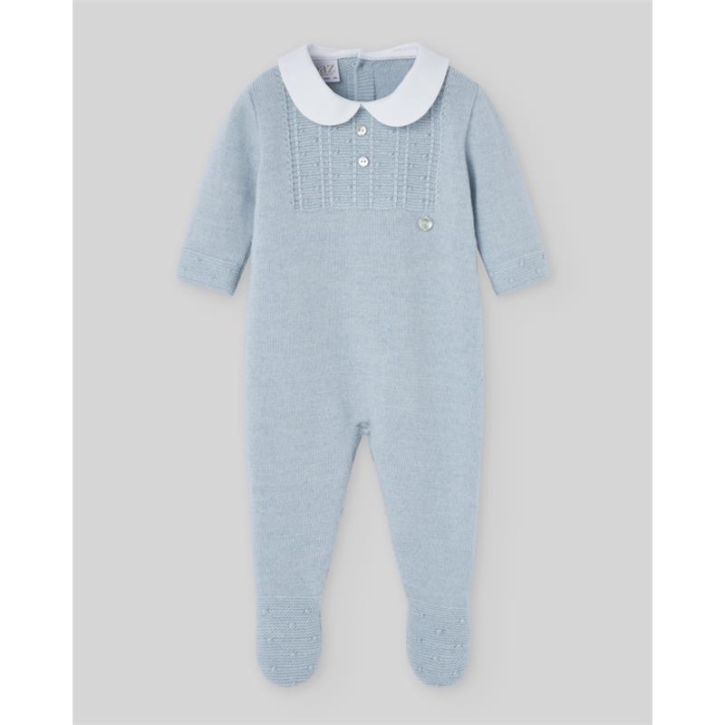 Paz Rodriguez - Knit Newborn Romper Erizos Chalk Blue Image 1