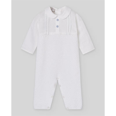 Paz Rodriguez Knit Newborn Romper Espuma, White Image 1