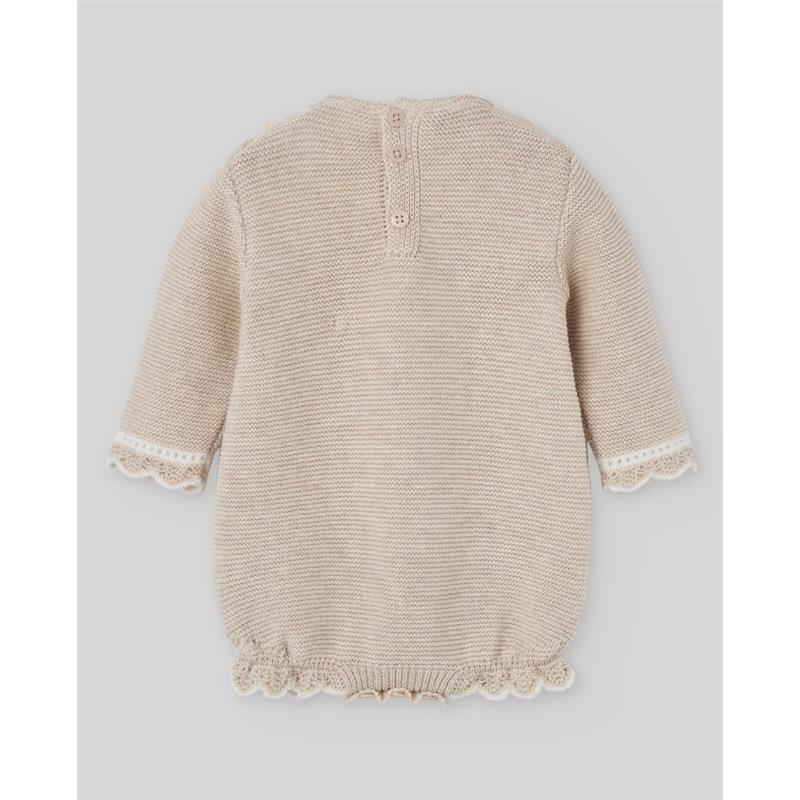 Paz Rodriguez Knit Newborn Romper Lua, Light Brown/Cream Image 3