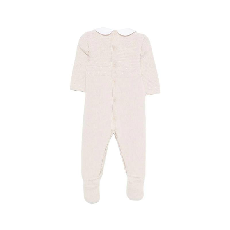 Paz Rodriguez Knit Newborn Romper Necta, Linen/White Image 2