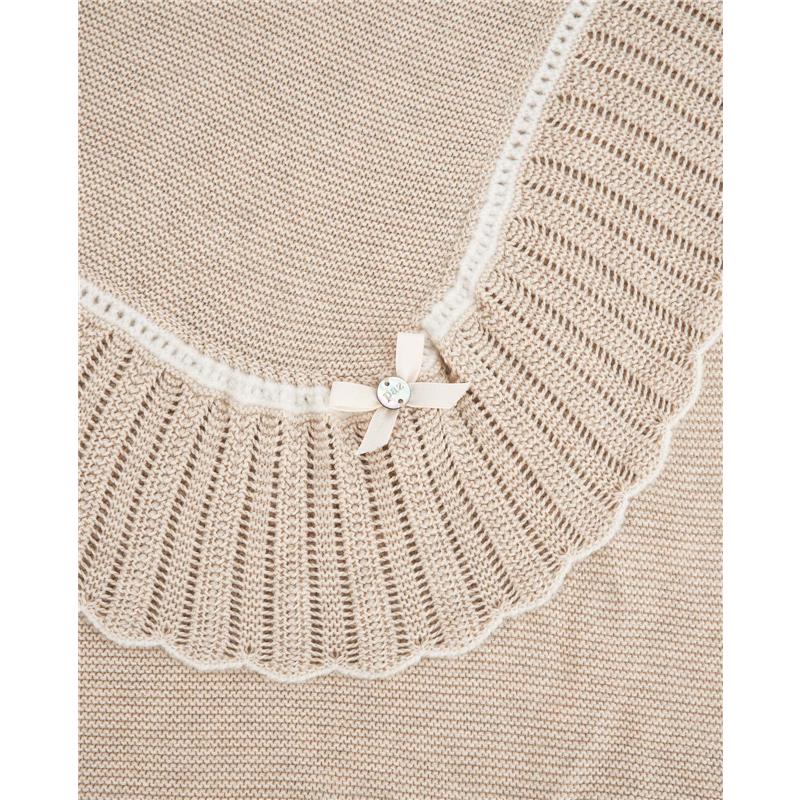 Paz Rodriguez Knit Newborn Shawl Lua Light Brown/Cream, One Size Image 2