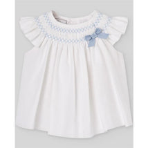 Paz Rodriguez Set Dress & Bloomer Espuma, White/Sky Blue Image 2