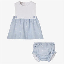 Paz Rodriguez Set Dress & Bloomer Espuma, White/Sky Blue Image 1
